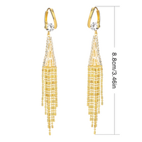 Elegant Gold Tassel Drop Earrings for Women – Long 8.8cm Dangling Earrings 782