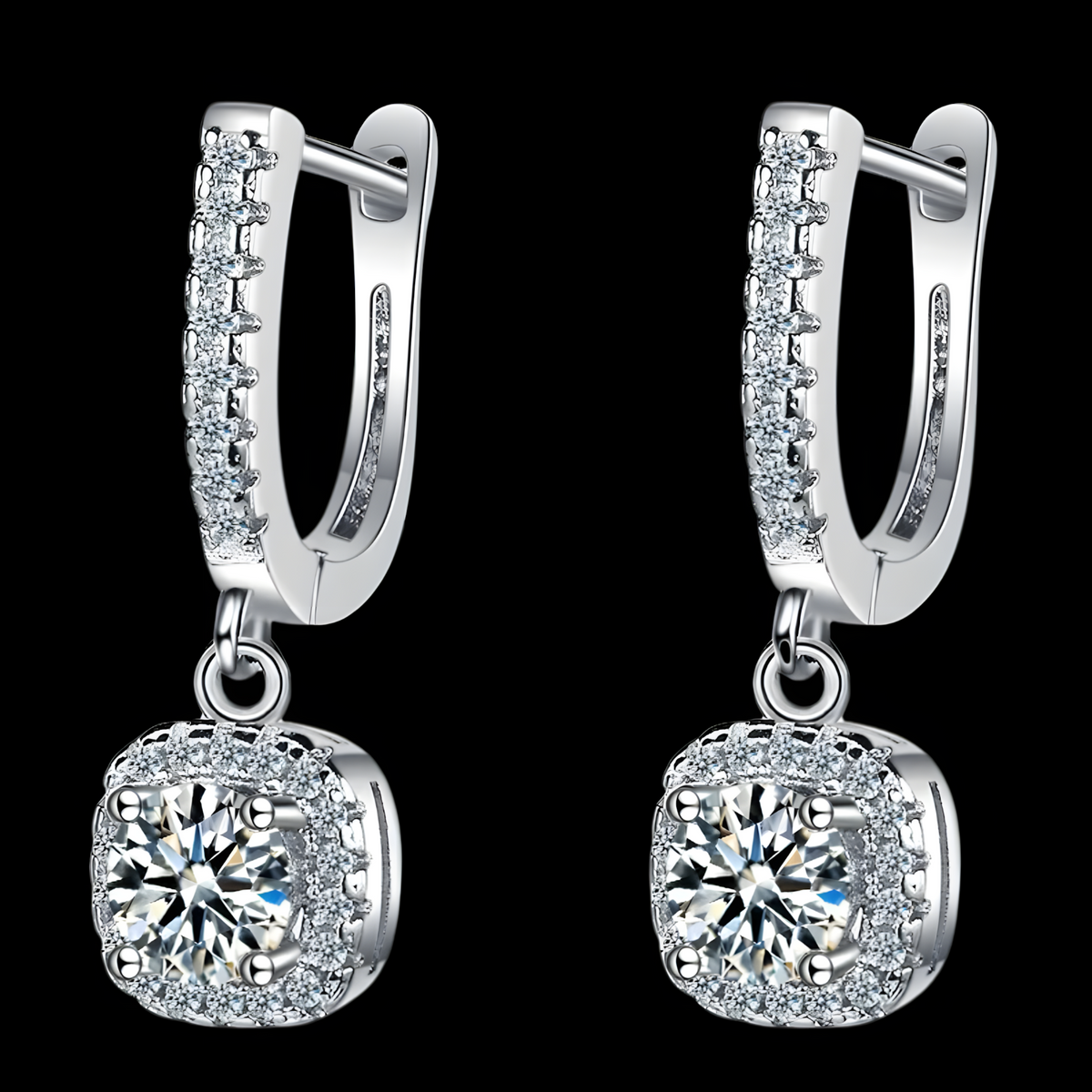 Wedding 925 Sterling Silver Eternity Earrings Women Sparkling Cubic Zirconic 498