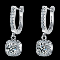 Wedding 925 Sterling Silver Eternity Earrings Women Sparkling Cubic Zirconic 498
