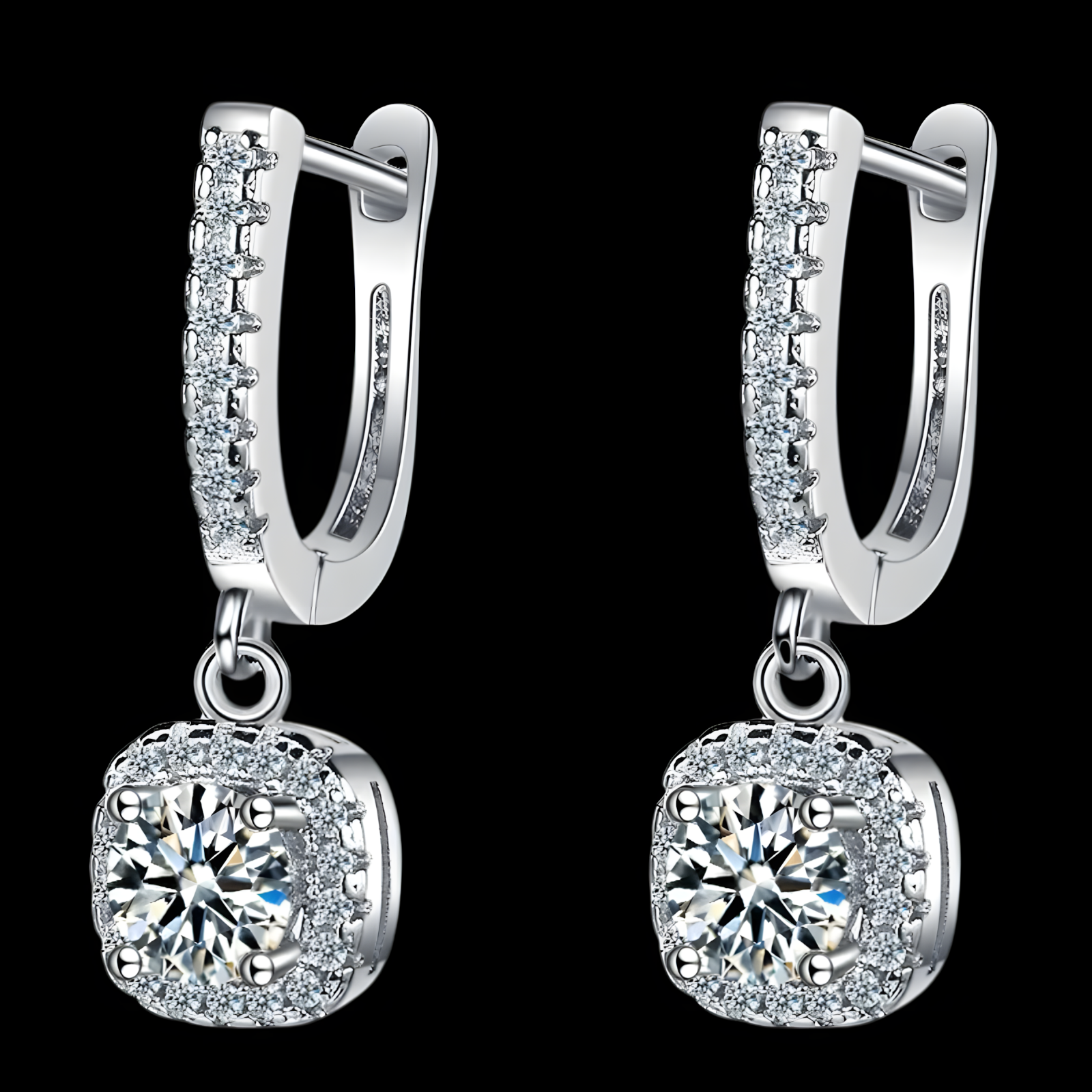 Wedding 925 Sterling Silver Eternity Earrings Women Sparkling Cubic Zirconic 498