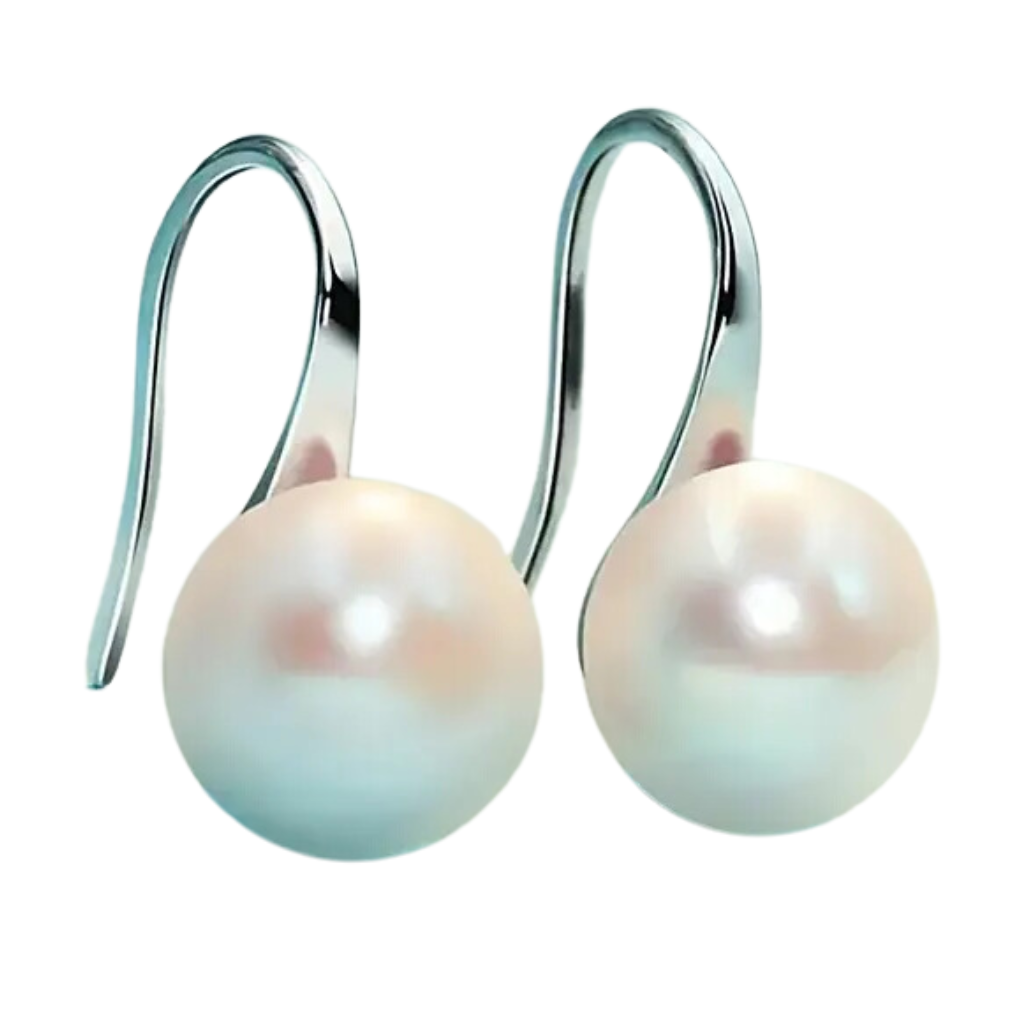 Elegant Sterling Silver Dangle Earrings with Lustrous Freshwater Pearls 133