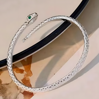 925 Sterling Silver Snake Shape Bracelet Charm Temperament Bracelet Birthday 499