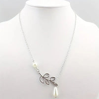 Faux Pearl Pendant Leaves Branch Decor Choker Necklace Charm Minimalist 95 UK
