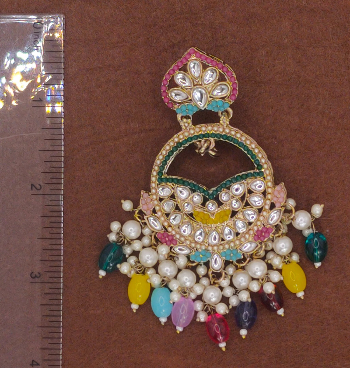 Elegant Bollywood Inspired Gold Kundan Earrings - Traditional Indian Jewelry 176