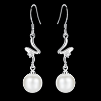 925 Silver-Plated Freshwater Pearl Drop Earrings for Women Elegant Geometric 919