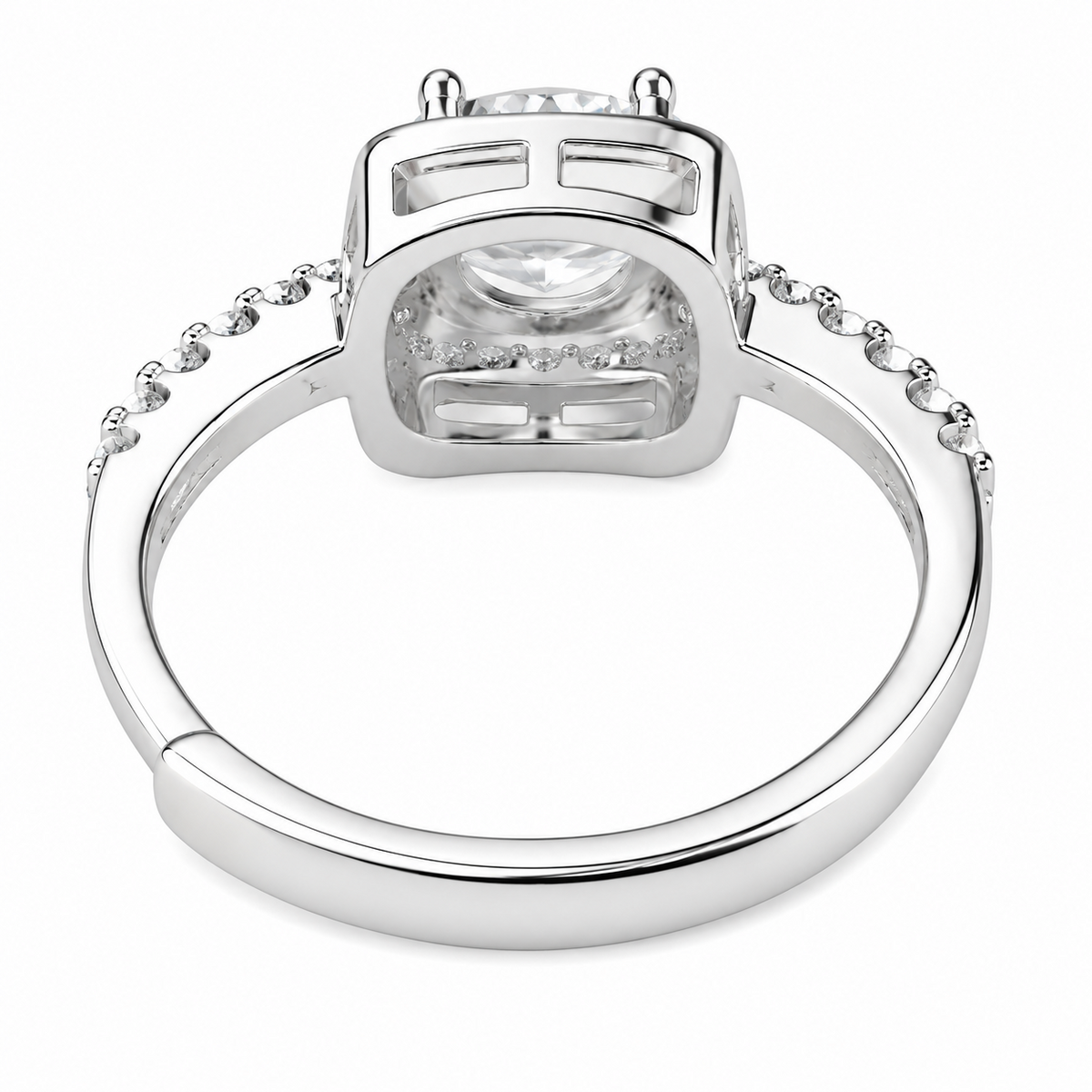 Women's Adjustable Cushion Halo Zircon Engagement Ring, Round Brilliant Cut 1610