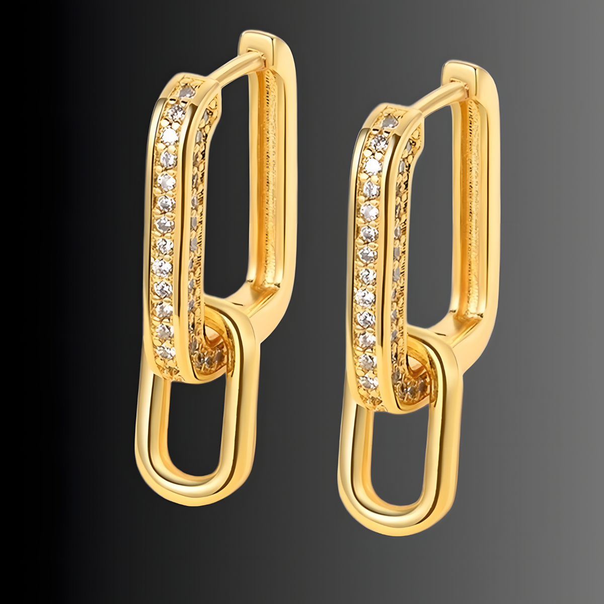 925 Silver Gold-Plated Link Hoop Earrings for Women – Geometric Chain Design 912