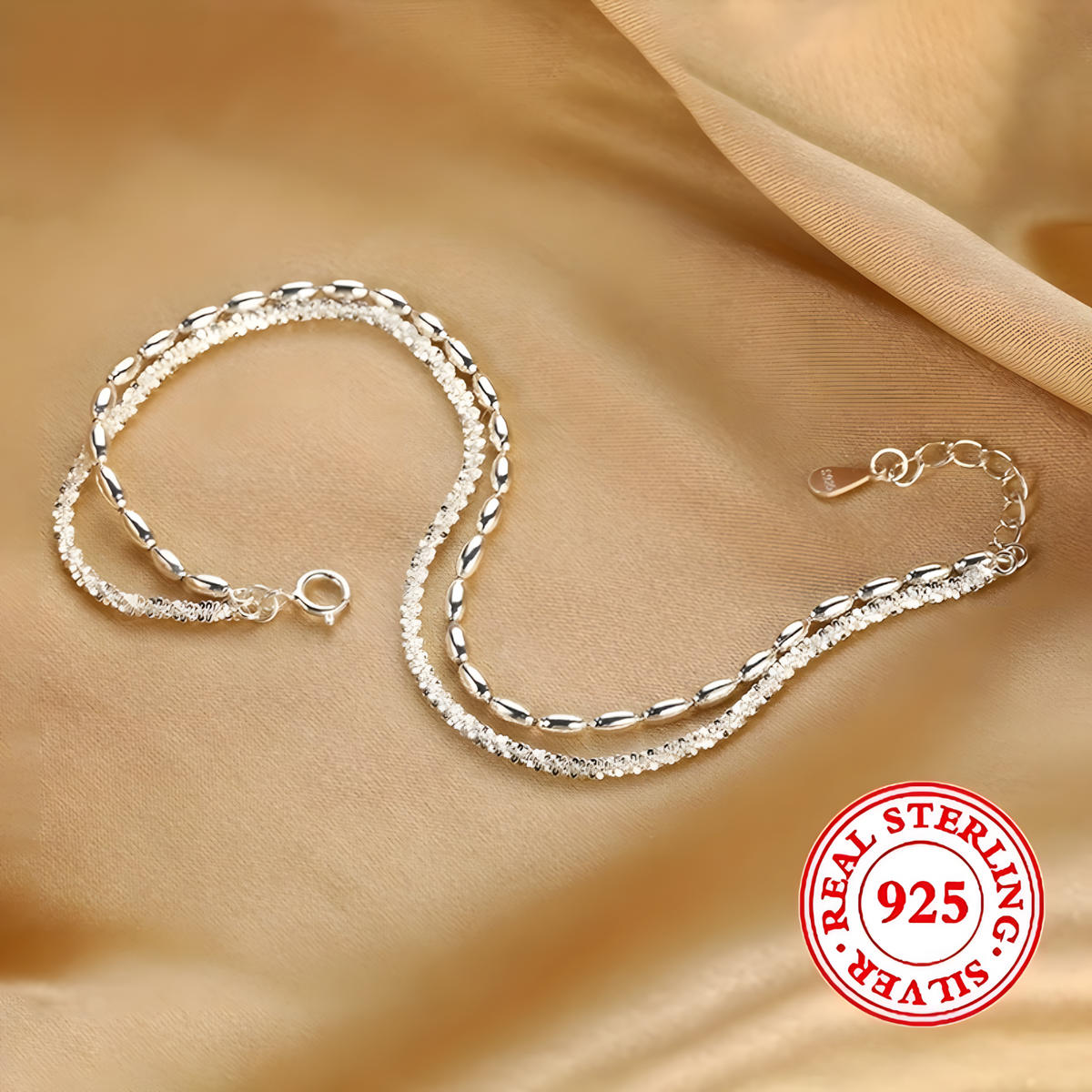 925 Sterling Silver Starry Sky Bracelet for Women, Vintage Korean Designer 522