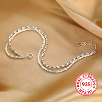 925 Sterling Silver Starry Sky Bracelet for Women, Vintage Korean Designer 522