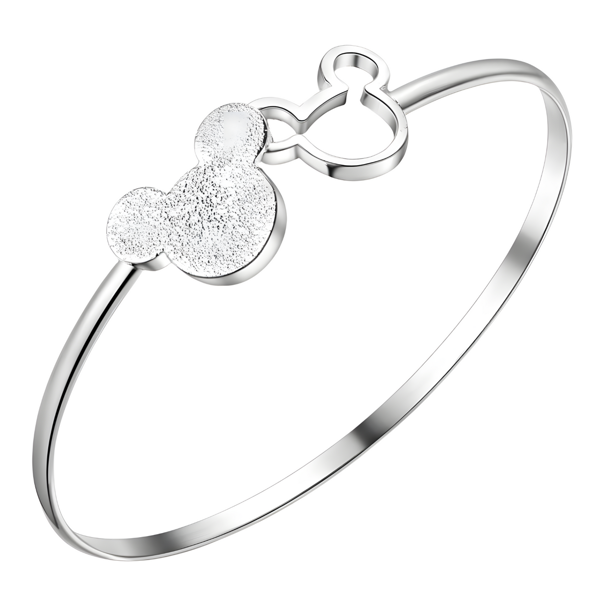 Mouse Silhouette Open Cuff Bangle for Women Premium Double Motif Adjustable 1806