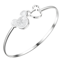 Mouse Silhouette Open Cuff Bangle for Women Premium Double Motif Adjustable 1806