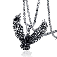 Gothic Eagle Wings Pendant Necklace, 60 cm Silver Tone Box Chain Necklace 1889
