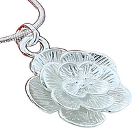 Rose Flower Pendant Necklace for Women–Copper Alloy with 925 Silver Plating 1201