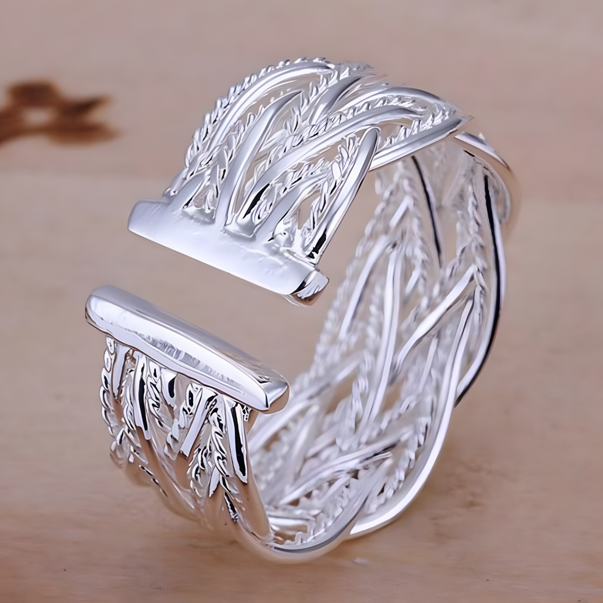 Adjustable Multi Strand Statement Ring for Women - Premium Wide Woven Twist 1812
