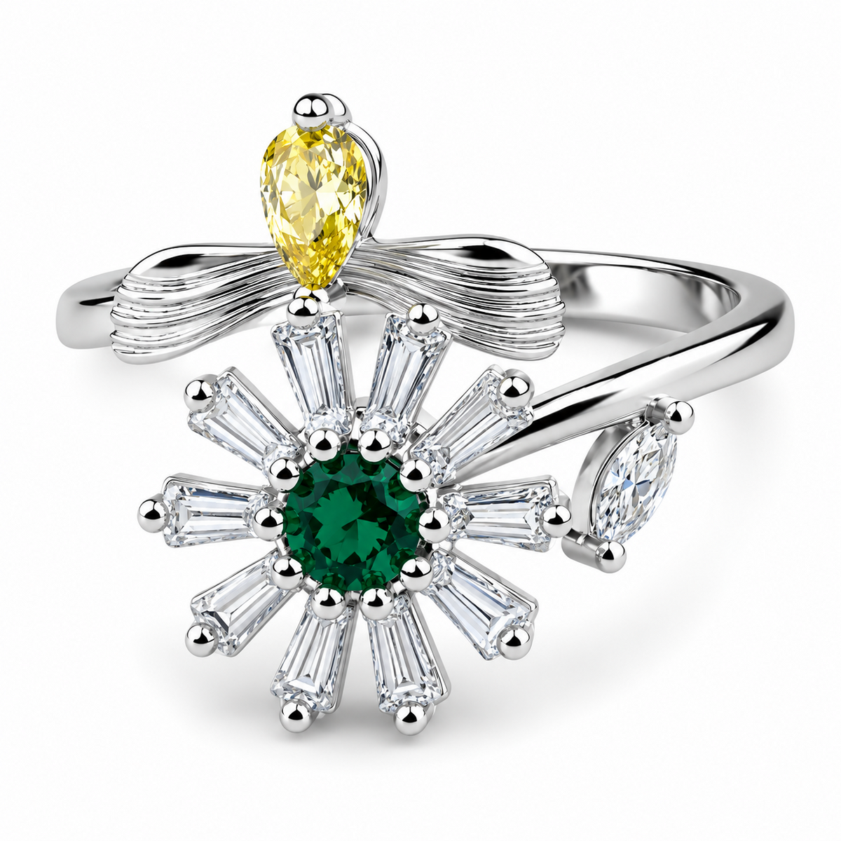Rotatable Floral Spinner Ring For Women Adjustable Open Band Fidget Anxiety 1516