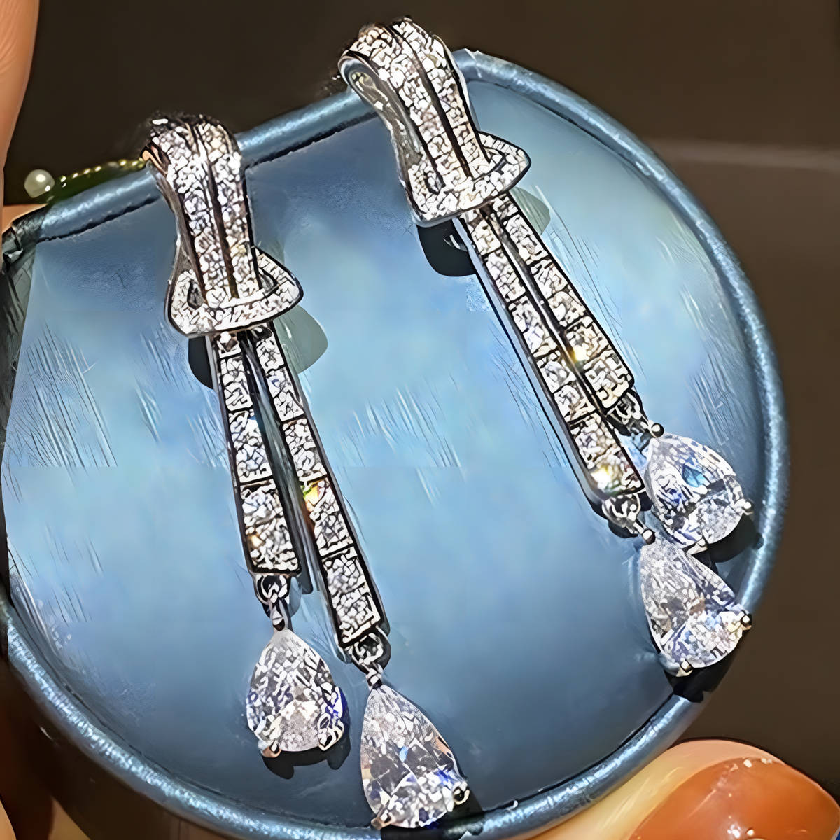 Bling Long Tassel Drop Earrings Women Geometric CZ Dangle Earrings Trendy 1390