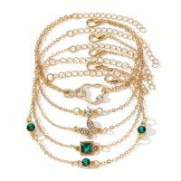 5pcs/Set Elegant Emerald Sparkle Square Butterfly Heart Bracelet Wedding 78 UK