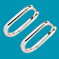 925 Silver-Plated Oval Hoop Earrings for Women– Sleek Geometric Huggie Hoops 933