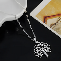 925 Sterling Silver 18 inches Elegant Acacia beans pendant Necklace Women 449