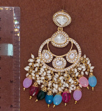 Elegant Bollywood Inspired Gold Kundan Earrings - Traditional Indian Jewelry 177