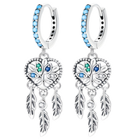 925 Sterling Silver Dreamcatcher Drop Earrings for Women MultiColour Zircon 821