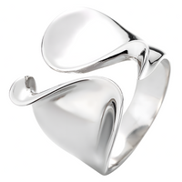 Open Heart Sculptural Ring For Women Silver-Plated Alloy Resizable Chunky 1474