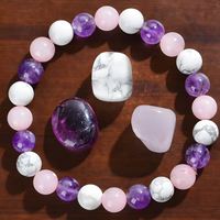 8mm Sleep Bracelet – Amethyst, Rose Quartz & Howlite Beads, 8mm Round Beads 1487