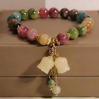 Natural Colorful Tourmaline Gemstone Beaded Bracelet Healing Crystal Stone B185