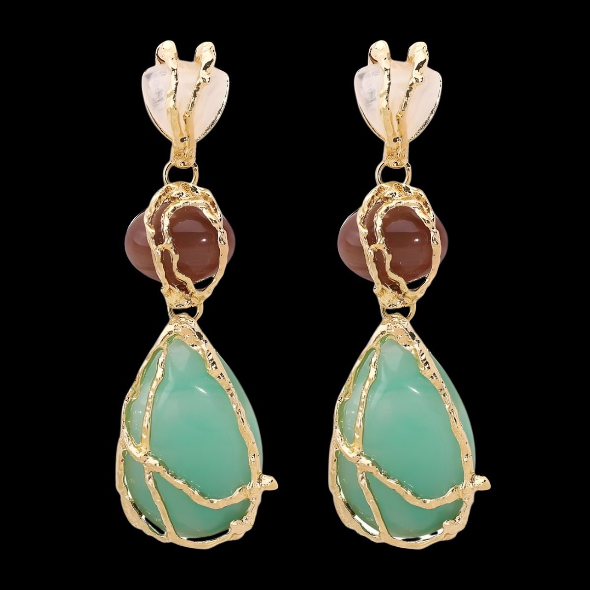 Waterdrop Dangle Earrings For Women Gold Plated Alloy Teardrop Resin Drop 1453