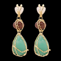 Waterdrop Dangle Earrings For Women Gold Plated Alloy Teardrop Resin Drop 1453
