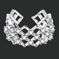 925 Sterling Silver Adjustable Geometric Ring with AAA Cubic Zirconia 382