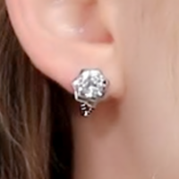 Unified Jewellery Black Spinel Flower Hoop Earrings - Trendy Silver Tone B73