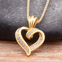 Heart Pendant Necklace for Women Copper Alloy GoldPlated Twisted Open Heart 1149