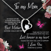 Mom Heart Necklace White Golden Plated Cubic Zirconia B188 Wcard (NO BOX)