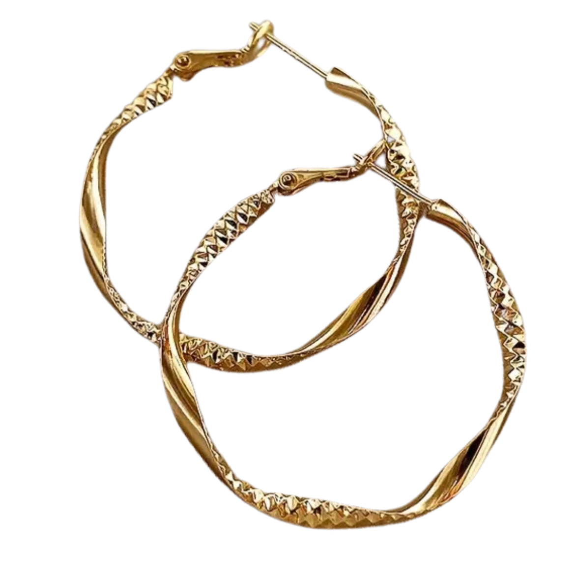 Elegant Simple Style Iron Jewelry Golden Twisted Pattern Hoop Earrings 40 UK