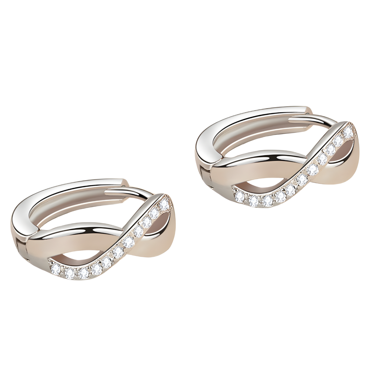 925 Sterling Silver Twist Zircon Earrings for Women – Elegant Geometric Clip 804
