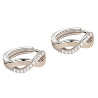 925 Sterling Silver Twist Zircon Earrings for Women – Elegant Geometric Clip 804