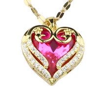 Womens Multi Color Crystal Heart Pendant Necklace 18K Gold Inlaid Zircon 1311