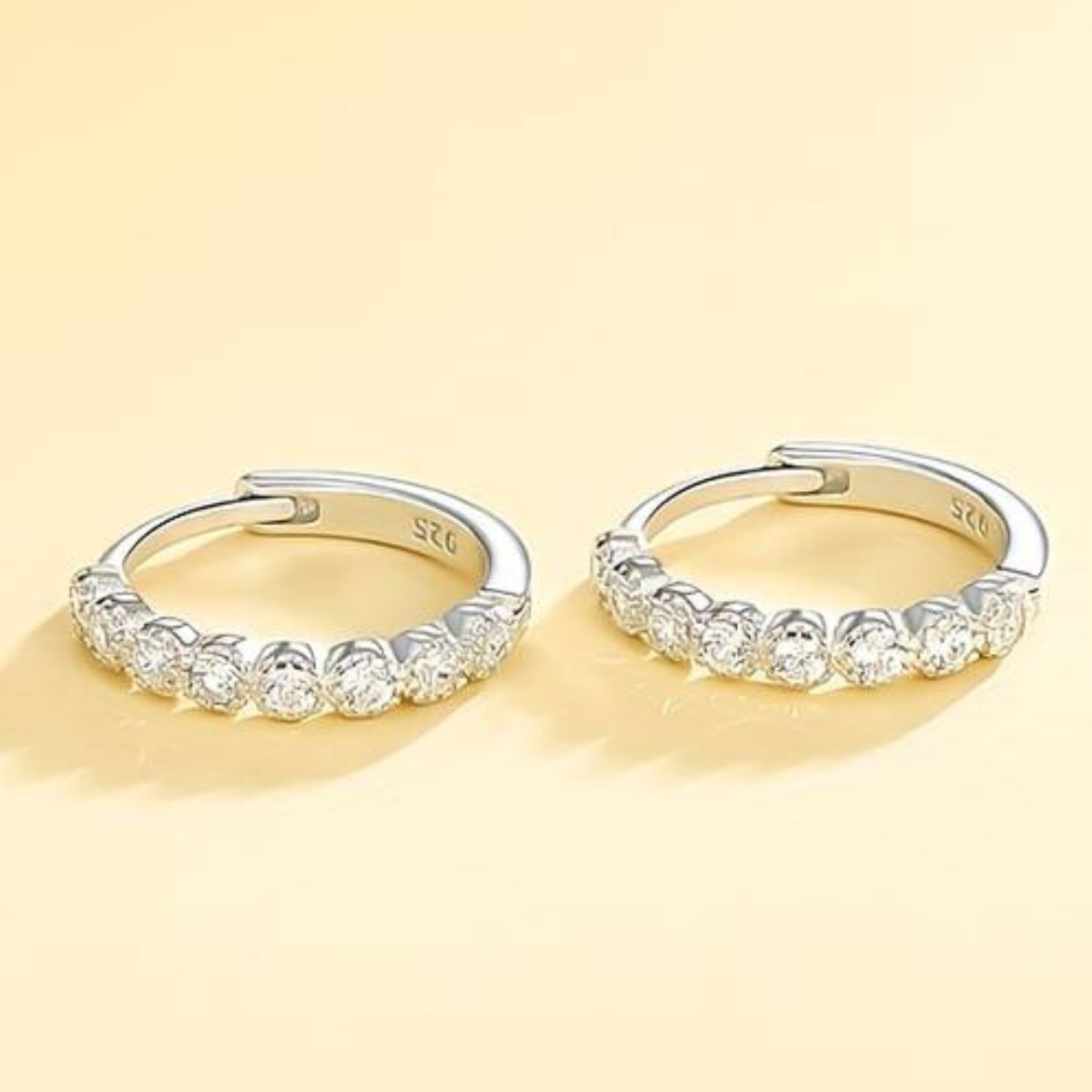 925 Sterling Silver Trendy Hoop Earrings, 13mm Diameter, Platinum Plated 147