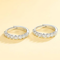 925 Sterling Silver Trendy Hoop Earrings, 13mm Diameter, Platinum Plated 147