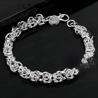 Fancy Link Bracelet For Women - Polished Woven Chain Bracelet With Lobster 1740