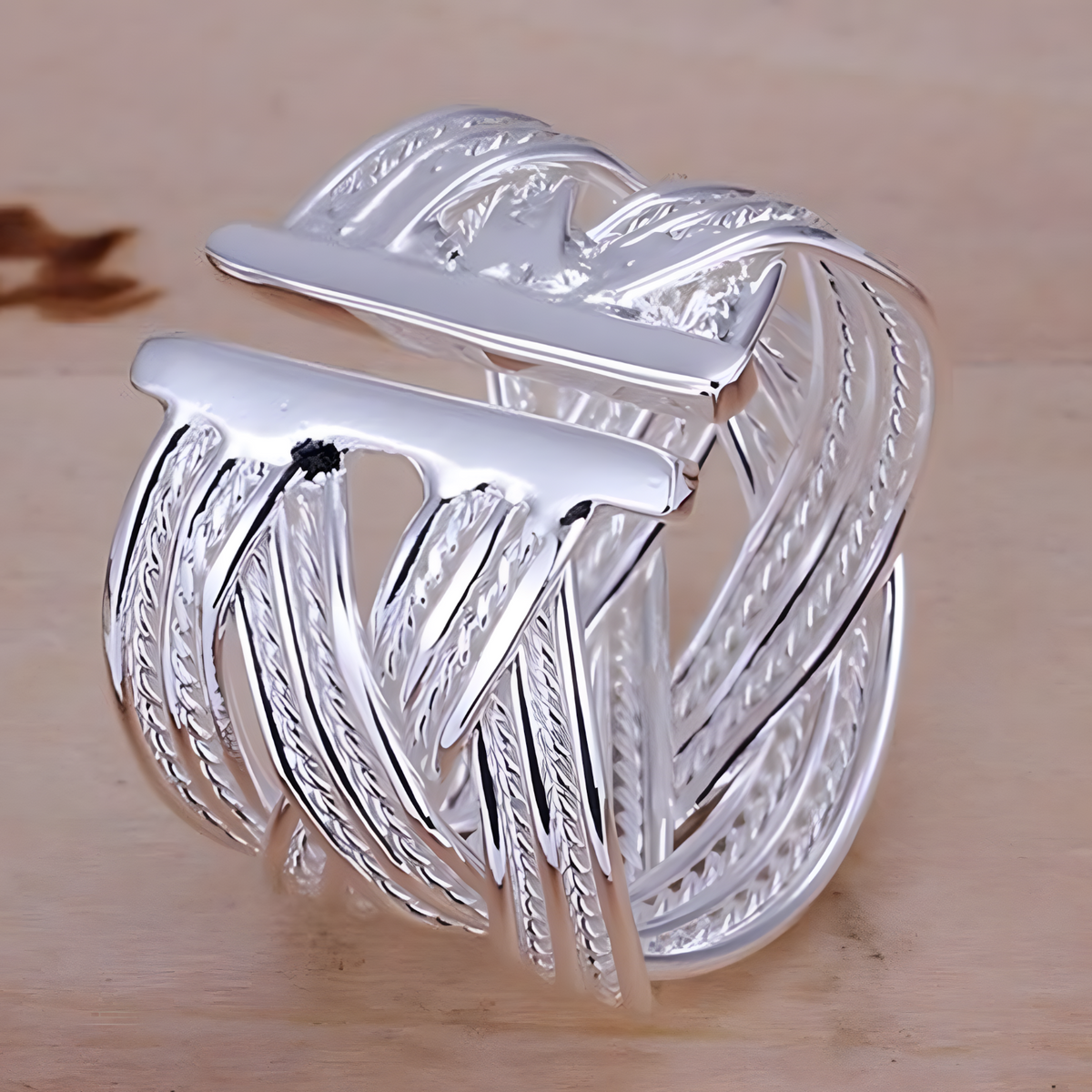 Unified Jewellery Luxury Crossover Adjustable Wide Band Statement Ring 1835
