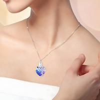 Tree of Life Heart Crystal Pendant Necklace for Women – Blue Purple Charm B71