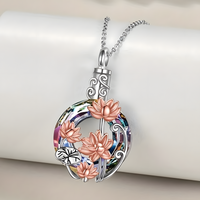 Unified Jewellery Lotus Flower Pendant Necklace For Women Silver Colour 1749
