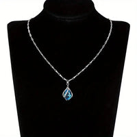 Unified Jewellery® Elegant Aquamarine Teardrop Pendant Necklace | 925 Silver 15