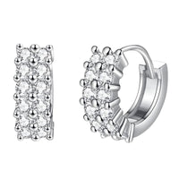 925 Sterling Silver Pave Cubic Zirconia Huggie Hoop Earrings Small CZ Hoop 355