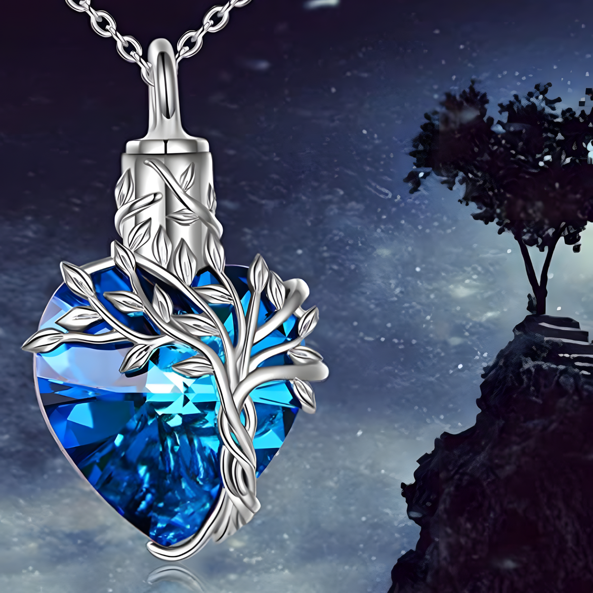 Heart Tree of Life Urn Necklace 925 Sterling Silver Ashes Memorial Unisex B92