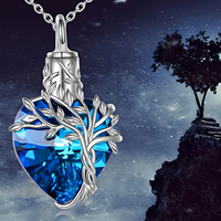 Heart Tree of Life Urn Necklace 925 Sterling Silver Ashes Memorial Unisex B92