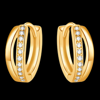18K Gold-Plated Huggie Hoop Earrings Elegant Double Row Crystal Huggie Hoops 309