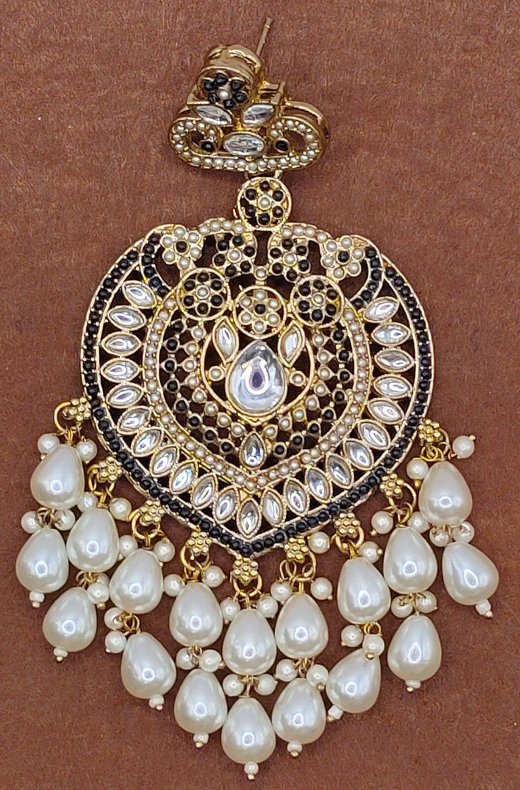 Elegant Bollywood Inspired Gold Kundan Earrings - Traditional Indian Jewelry 229